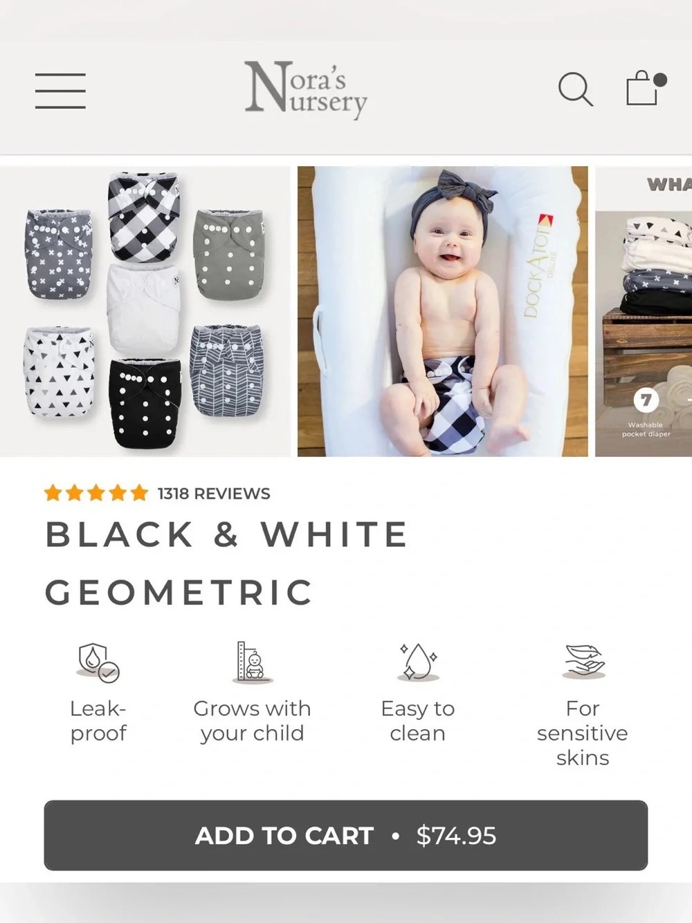 Nora’s Nursery Cloth Diaper Bundle 7 Diapers + 6 Inserts
